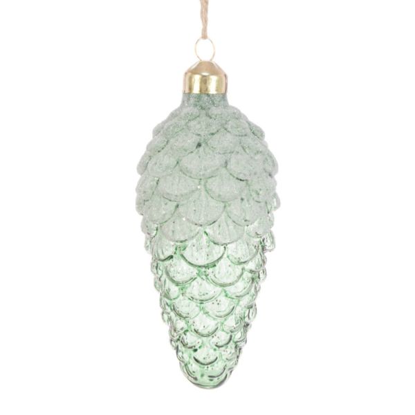 Glass Frosted Pinecone - 12cm 